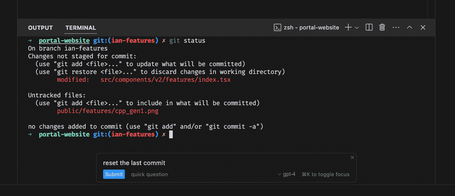 Command K terminal example